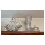 Crystal basket, Candy Dish and Vase