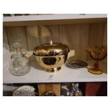Brass ice bucket and misc items