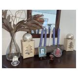 Cast Amish figurine with desk, vintage framed