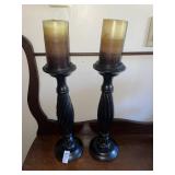 2 large candle stick holders -17.5 inches h