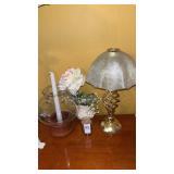 Desk Lamp, Faux Planter, and Candleholders
