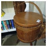 Split oak hinged lid 5 gal? legged bucket