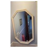 White octagonal decorative wall mirror