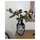 Decorative vase with faux flowers - 14 inches h