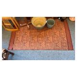 Traditional overdyed oriental area rug in