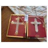 2 Lenox cross ornaments