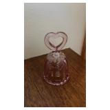 Fenton Signed Hand Painted Pink Bell with Heart