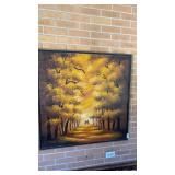 Vintage MCM oil painting signed by C.