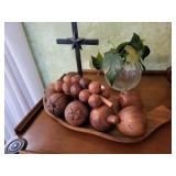 Wooden fruit and misc items