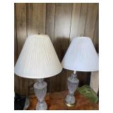 2 vintage glass table lamps