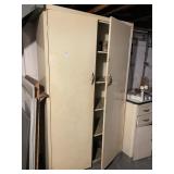 Vintage metal cabinet & contents