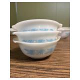 Set of 3 Glasbake Blue Thistle mixing bowls