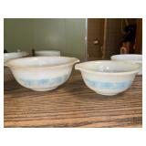 Set of 2 Glasbake Blue Thistle nesting mixing