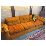 MCM velvet orange couch and loveseat set