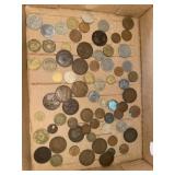Tray lot of UK and France vintage coins