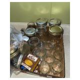 Lot of canning jars and supplies