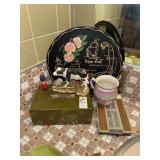 Misc lot - metal box, rolodex, Cape cod plate etc