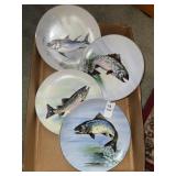 Vintage hand painted fish hanging plates