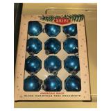 Vintage full box of blue Shiny Brite ornaments