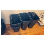 Three Medium Size Trash Cans