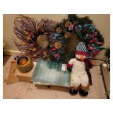 Wreaths snowman & misc items
