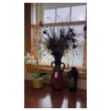 Three Vases W Faux Flowers
