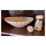 Ceramic Bowl, Beer Stein, and Seashell Ornament