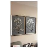 Two Floral Silver Wall Art
