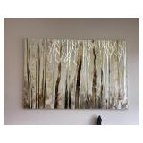 Large Abstract Birch Tree Canvas Wall Art with