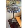 Tiffany-Style Blue and White Stained Glass Lamp
