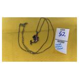 Crystal dolphin pendant on ball chain necklace