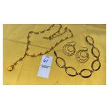 Goldtone & crystal drop necklace, bracelet &