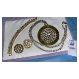 Vintage rhinestone necklace, bracelet & clip