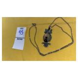 Jelly belly type owl pendant necklace