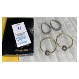 ATI BRCH Goldtone pierced hoops & silver crystal