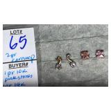 10k pink crystal earrings, 14k crystal earrings-