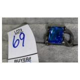 Sterling 925 ring w/ ocean blue stone