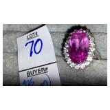 Sterling 925 oval pink stone cocktail ring