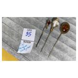(3) Antique stick pins w/ gemstones, mother of