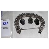 Vintage sterling charm bracelet w/ 3 charms