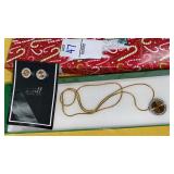 B. Tiff New York copper & crystal disc necklace &