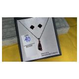 Pink faceted Swarovski element necklace & pierced