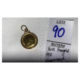 1/10oz fine gold 1981 Krugerrand coin  pendant