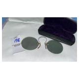 Antique Pince-Nez dark glasses sunglasses w/