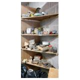 Shelves of screws, nails & misc