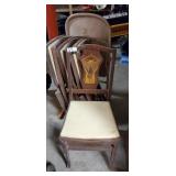 4 Wooden & 1 metal folding chairs