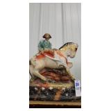 Chalk ware man on horse military