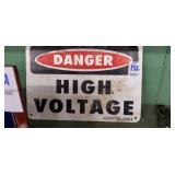 Danger high voltage small metal sign