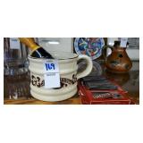 Franklin toiletry shaving mug, brush & straight