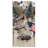Vintage Christmas tray lot cast iron deer